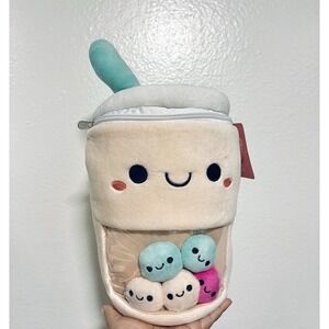 Fiesta Boba Plush Boba Milk Tea Cup with Removable Plush Boba Balls 20" LARGE